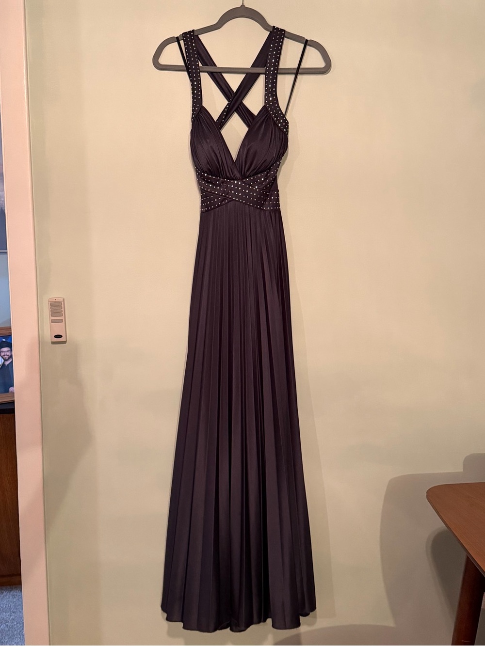 Caché Cachè Elegant Women's Evening Gown - Dark gray Strappy Maxi Dress Prom